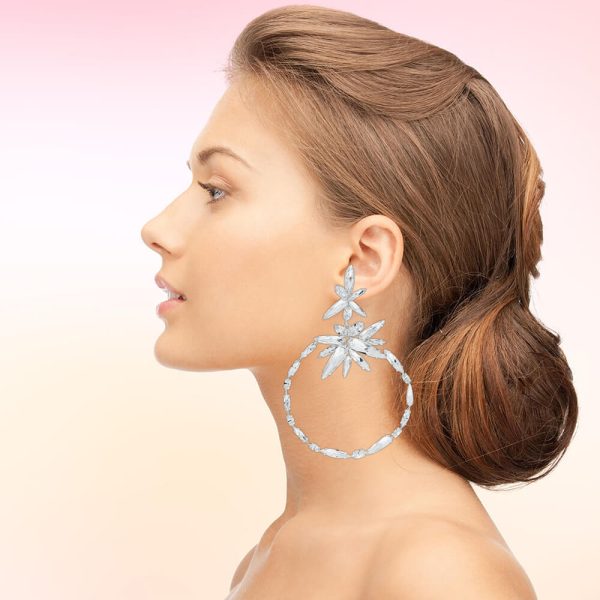 Round earrings, round, Earrings, swarovski, handmade, jewel, silver, elegant, cercei, gift, cadou, accesories, sparkle, elegance, feminine, femei